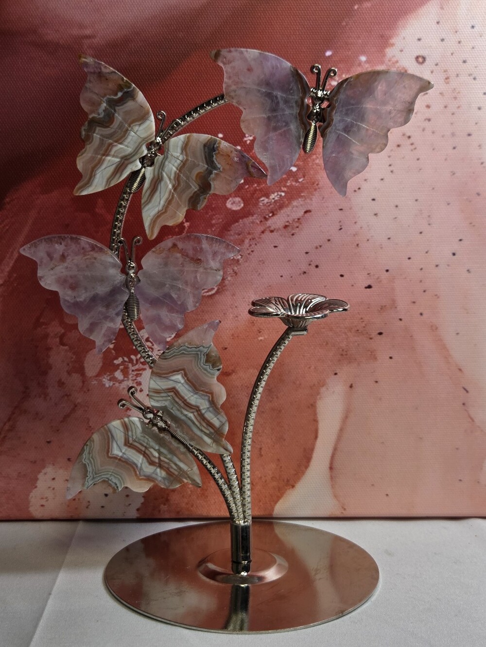 Butterfly Stand Home Accent Rose Quartz And Agate